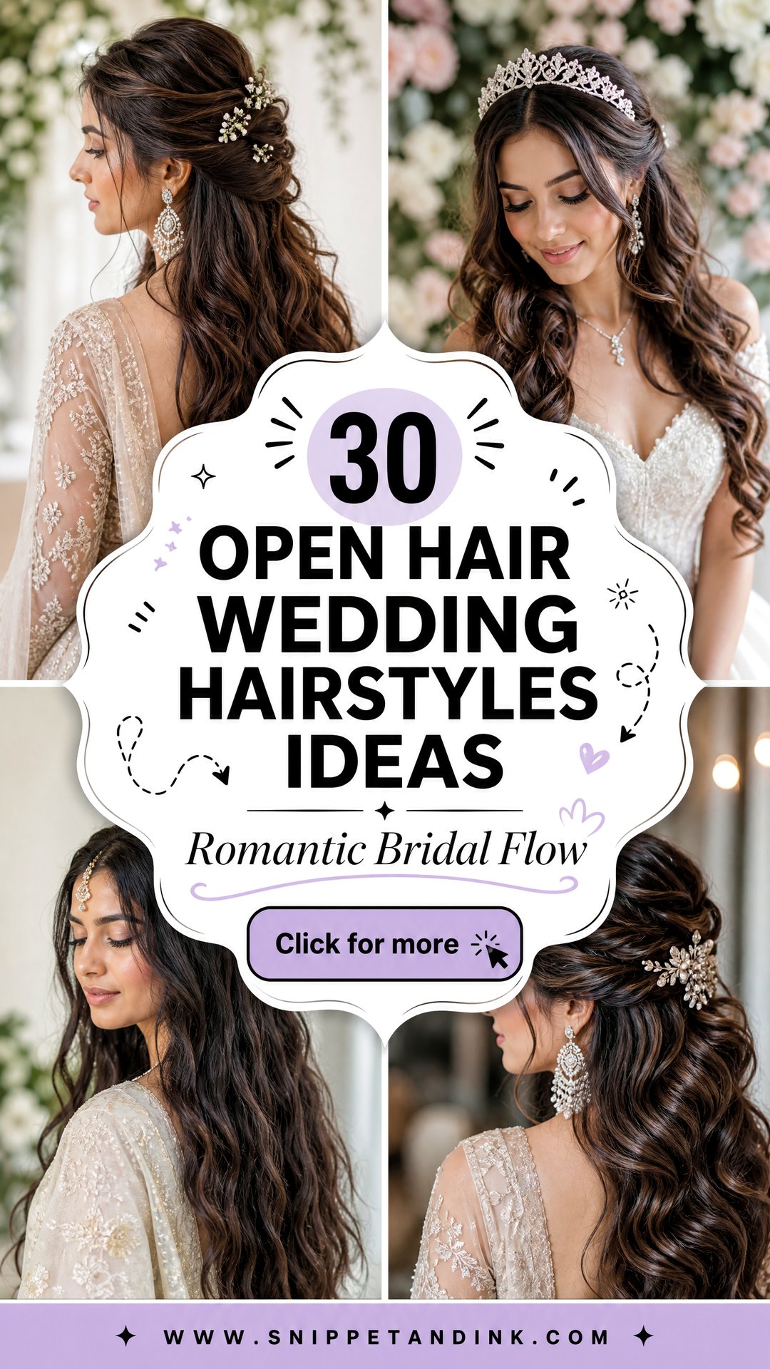 30 Open Hair Wedding Hairstyles for Romantic Bridal Looks - 30 Open Hair Wedding Hairstyles for Romantic Bridal Looks