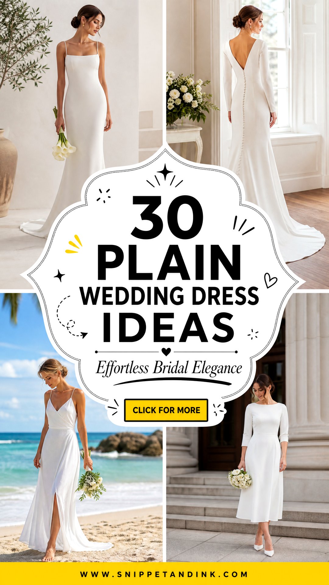 30 Plain Wedding Dress Ideas for Effortless Bridal Elegance - 30 Plain Wedding Dress Ideas for Effortless Bridal Elegance