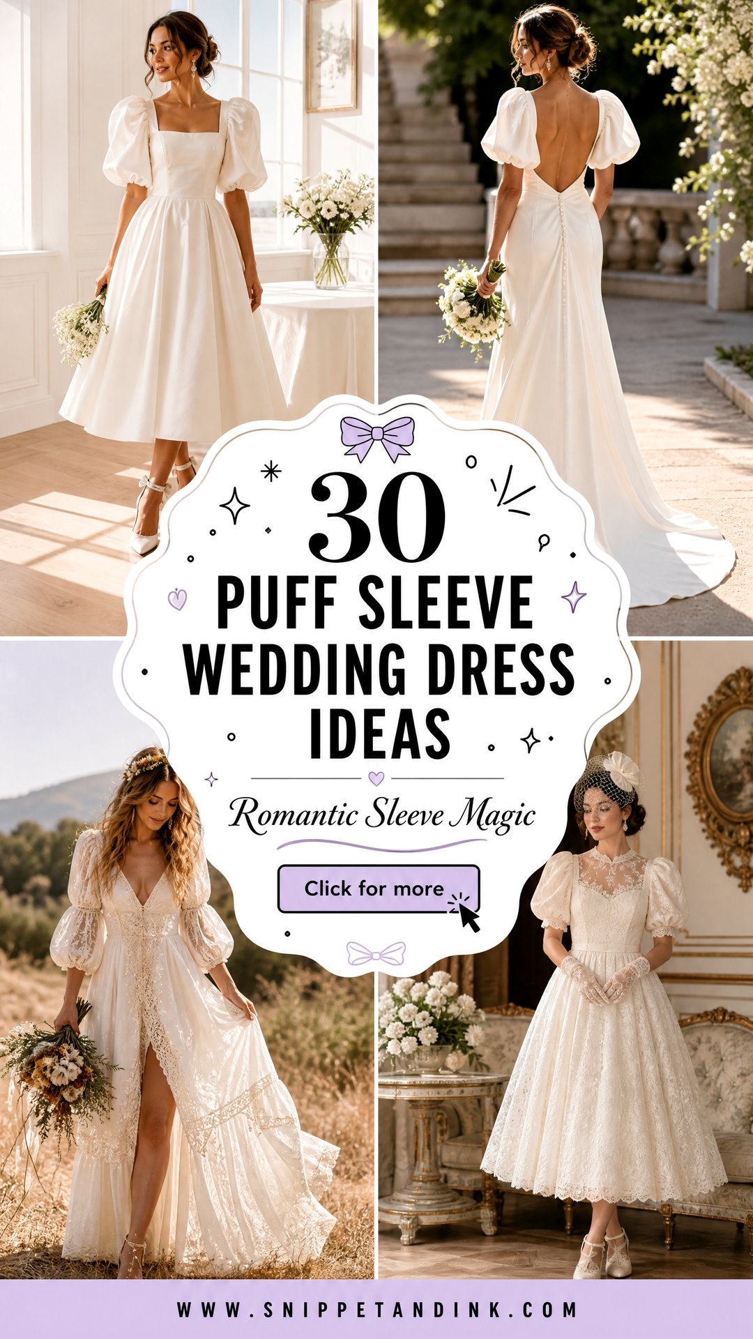 30 Puff Sleeve Wedding Dress Ideas for Romantic Brides - 30 Puff Sleeve Wedding Dress Ideas for Romantic Brides