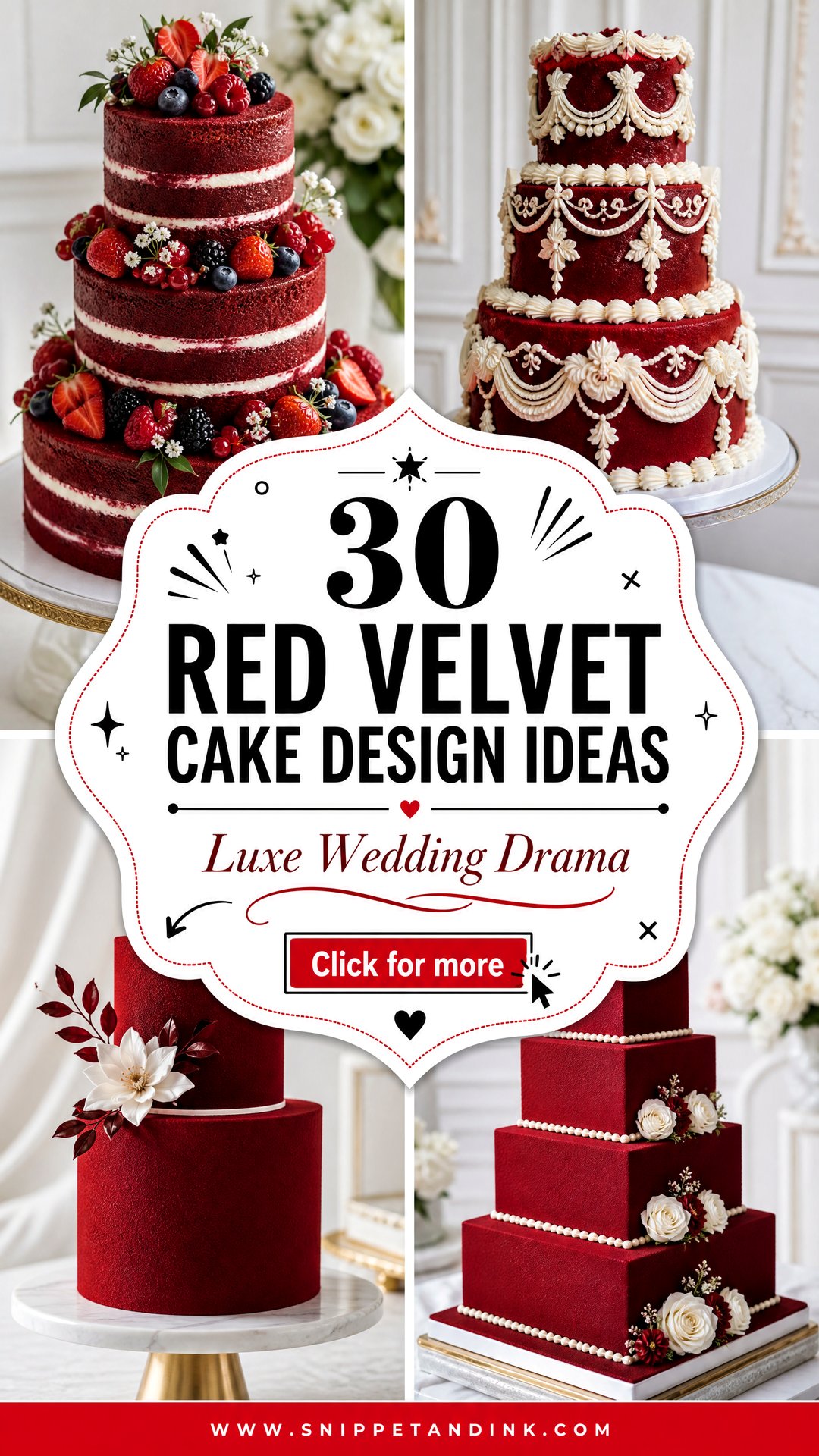 30 Red Velvet Cake Design Ideas for Wedding With Luxe Drama - 30 Red Velvet Cake Design Ideas for Wedding With Luxe Drama