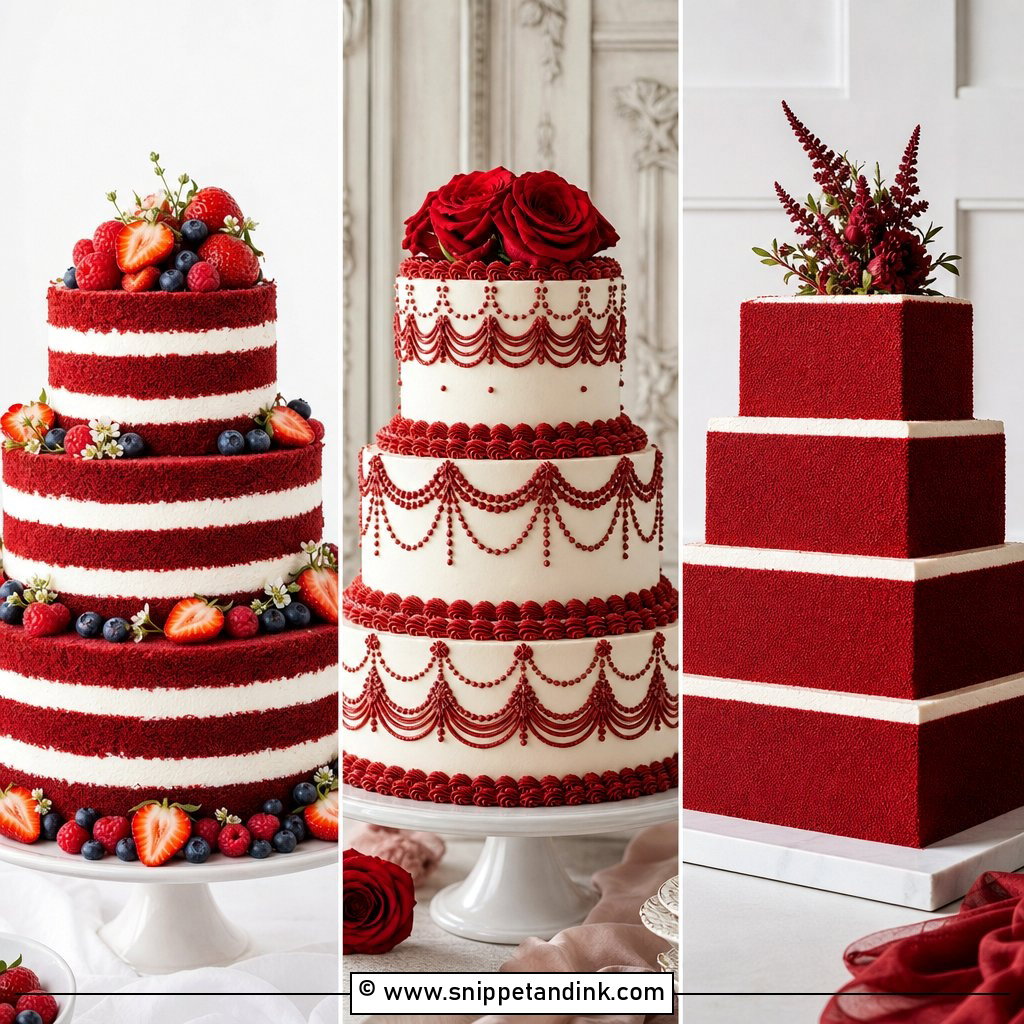 30 Red Velvet Cake Design Ideas for Wedding With Luxe Drama