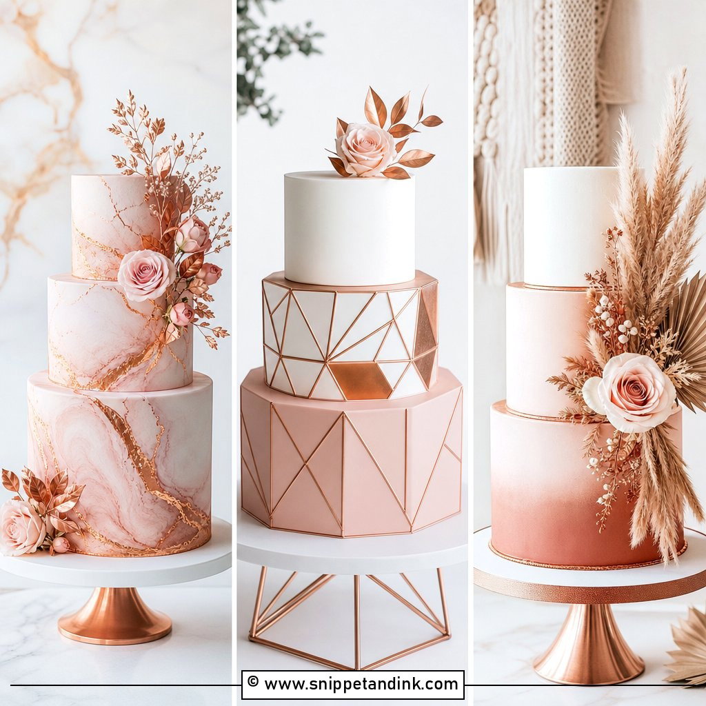 30 Rose Gold Cake Ideas for Wedding Glamour and Shine