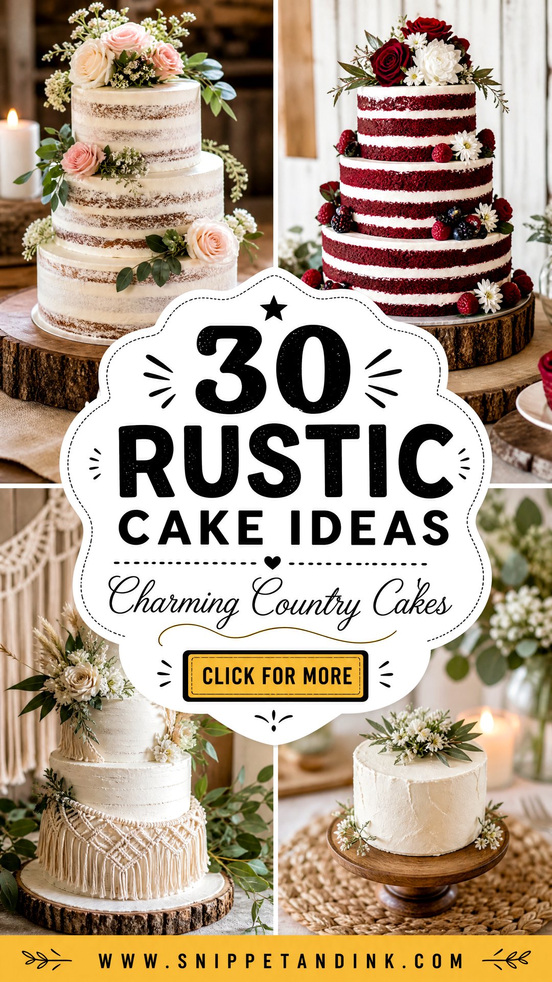 30 Rustic Cake Ideas for Wedding Charming Country Looks - 30 Rustic Cake Ideas for Wedding: Charming Country Looks