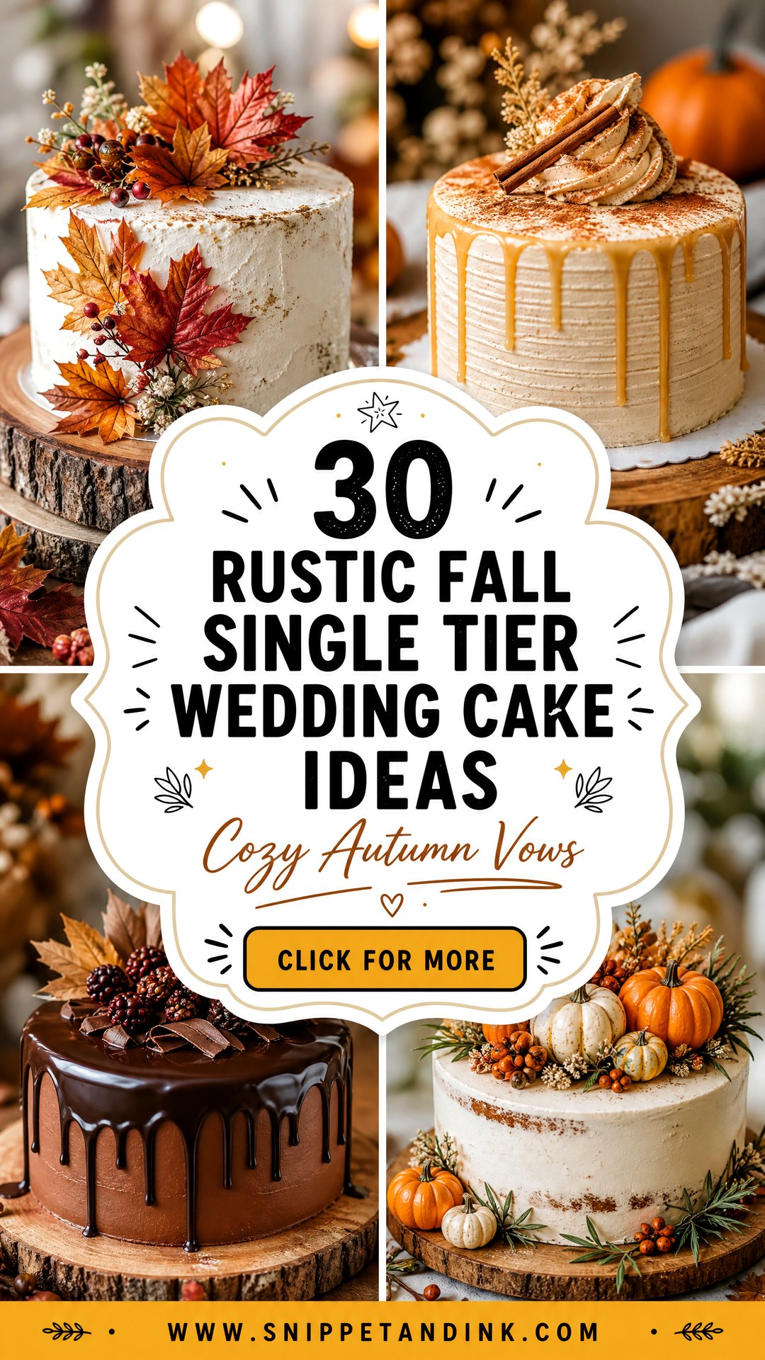 30 Rustic Fall Single Tier Wedding Cake Ideas for Cozy Vows - 30 Rustic Fall Single Tier Wedding Cake Ideas for Cozy Vows