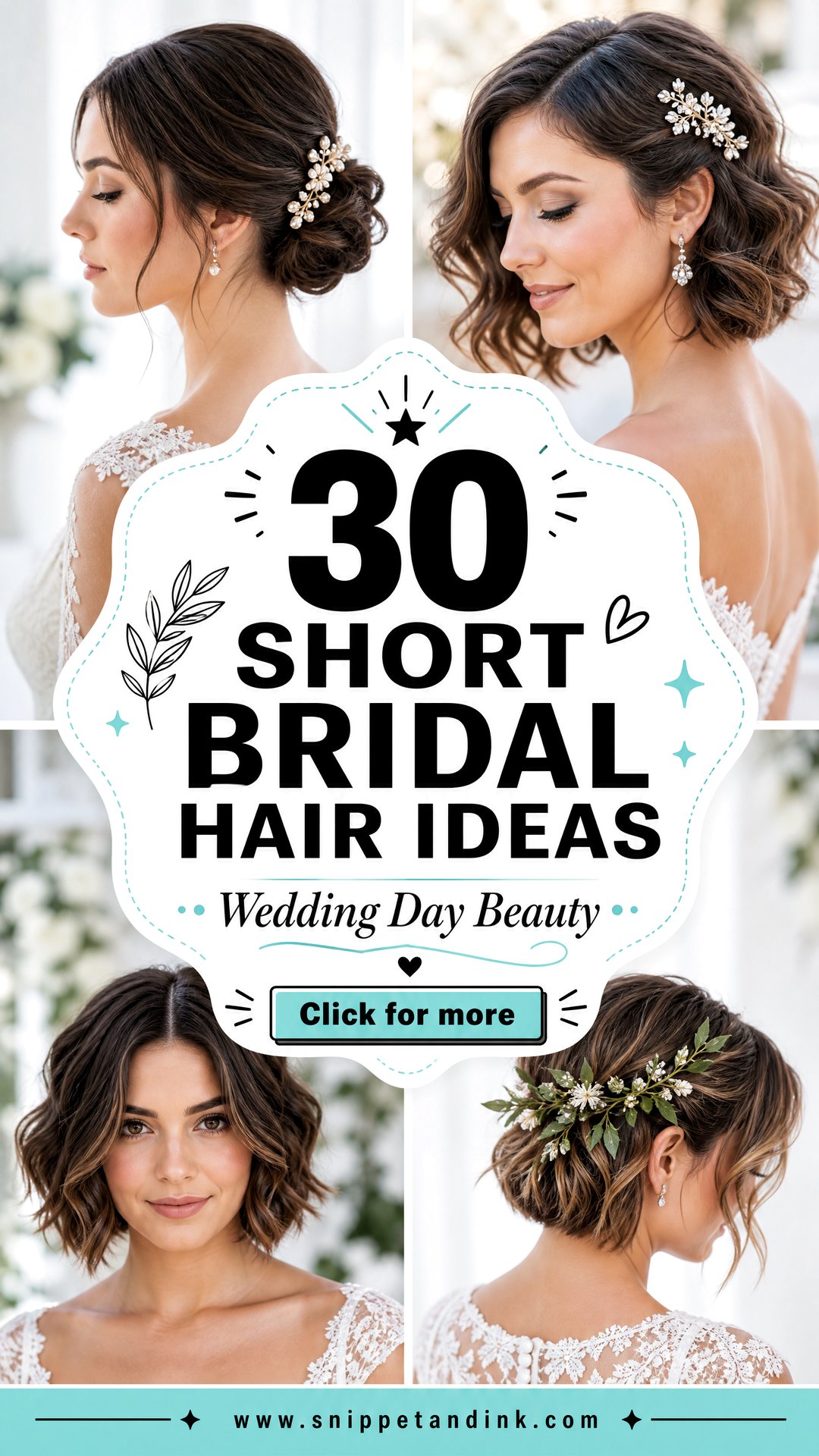 30 Short Bridal Hair Ideas for Chic Wedding-Day Beauty - 30 Short Bridal Hair Ideas for Chic Wedding-Day Beauty