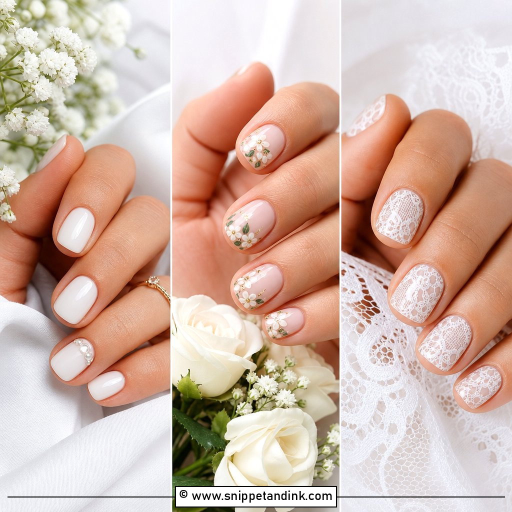 30 Short Bridal Wedding Nails for Elegant Minimal Brides