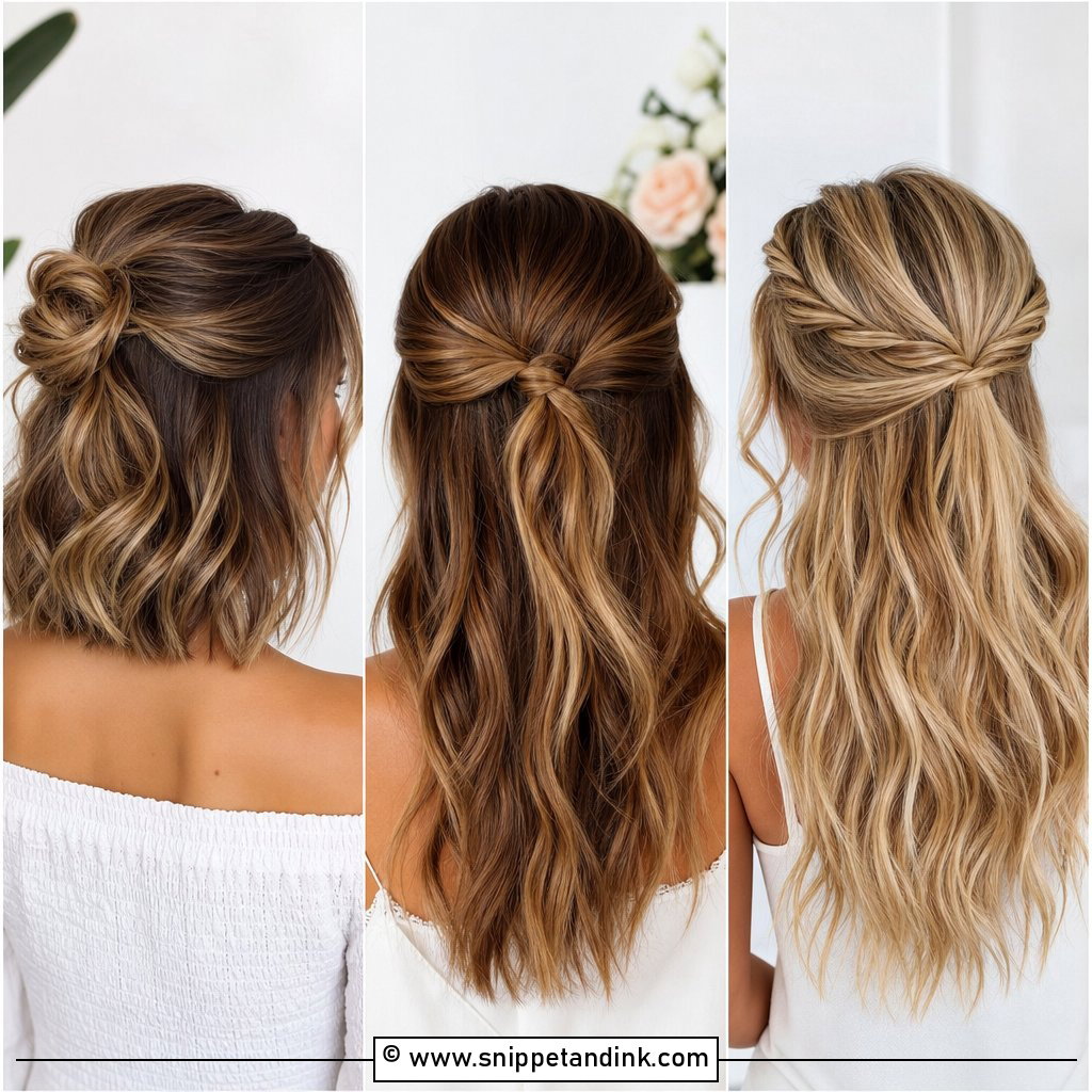 30 Short Half-Up Half-Down Wedding Hair Ideas for Chic Brides