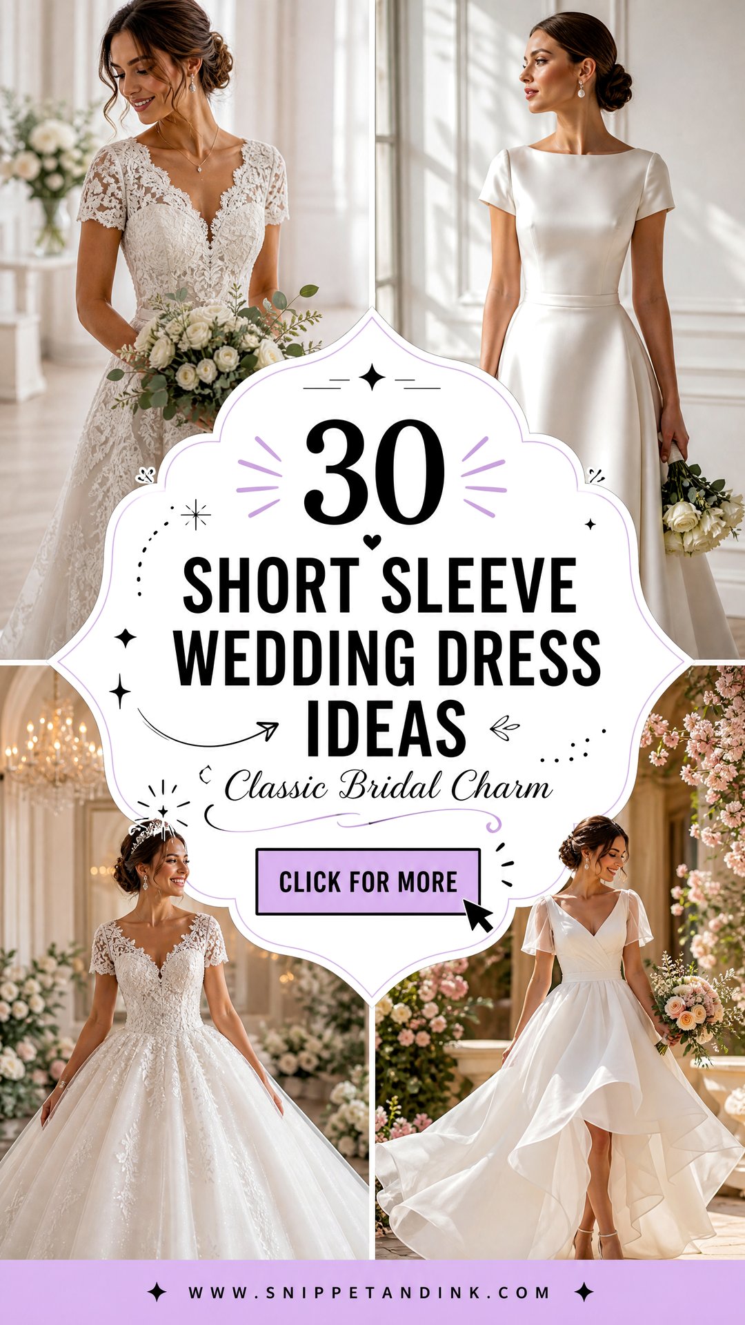 30 Short Sleeve Wedding Dress Ideas For Classic Brides - 30 Short Sleeve Wedding Dress Ideas For Classic Brides
