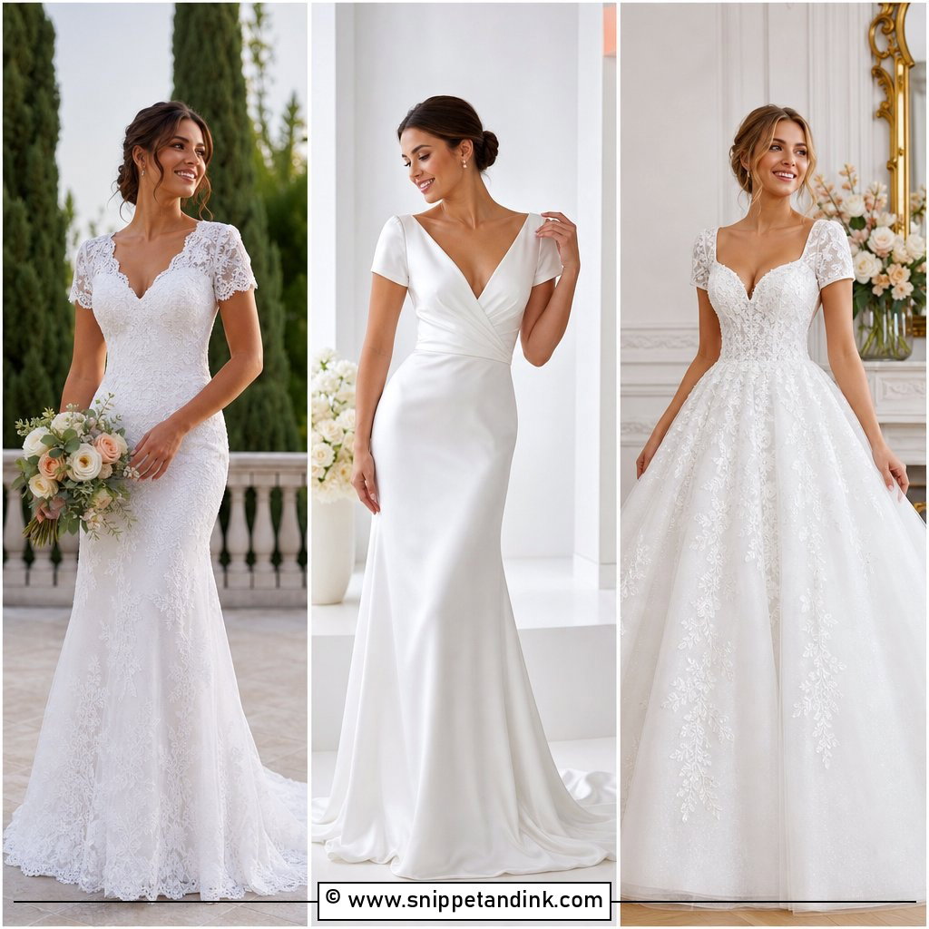 30 Short Sleeve Wedding Dress Ideas For Classic Brides
