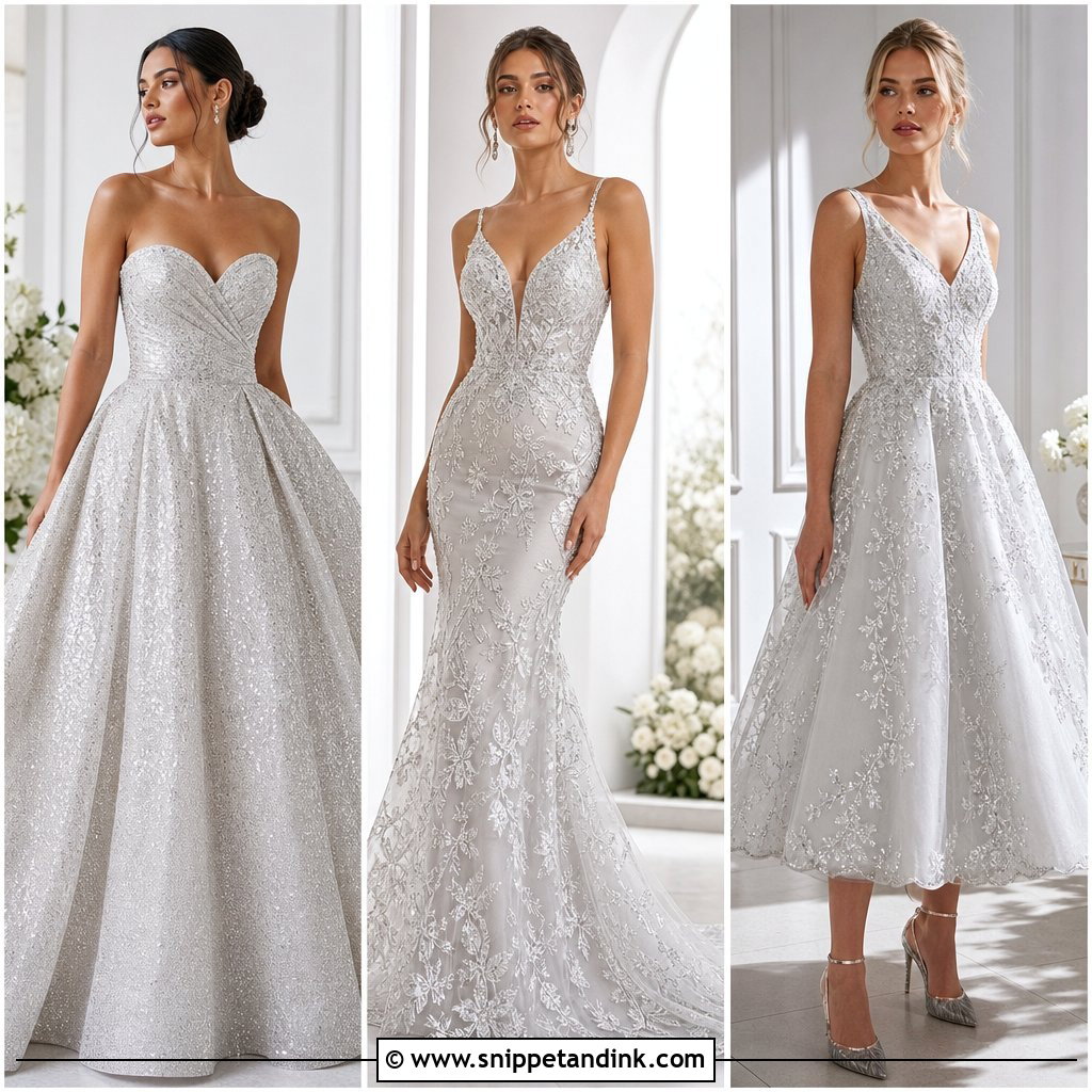 30 Silver Wedding Dress Ideas