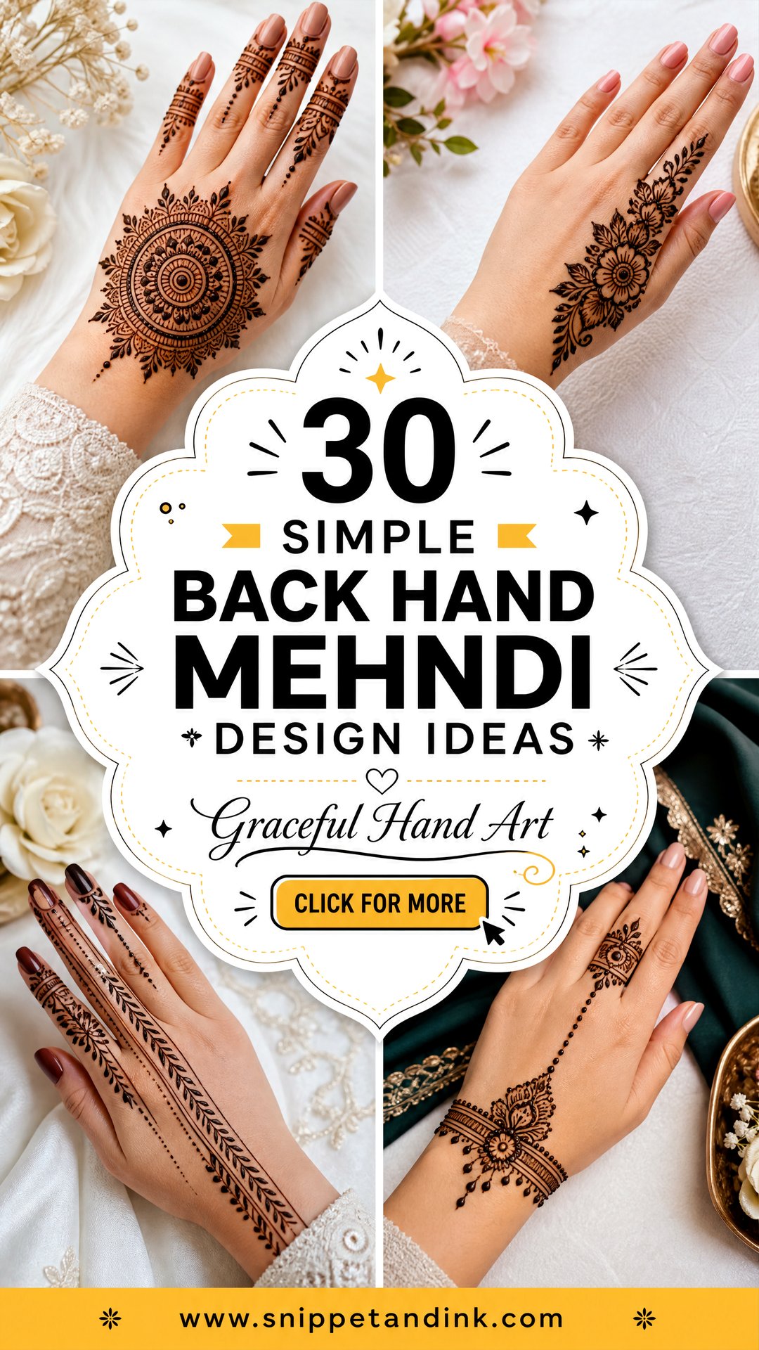 30 Simple Back Hand Mehndi Design Ideas for Elegant Looks - 30 Simple Back Hand Mehndi Design Ideas for Elegant Looks