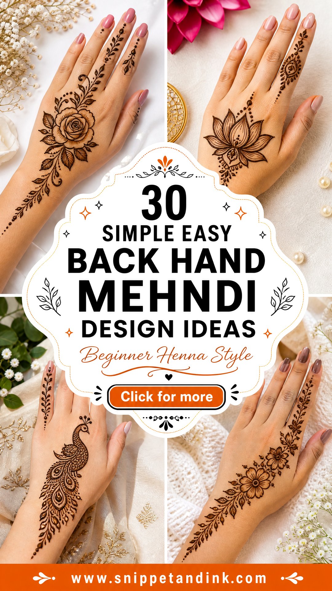 30 Simple Easy Back Hand Mehndi Design Ideas for Beginners - 30 Simple Easy Back Hand Mehndi Design Ideas for Beginners