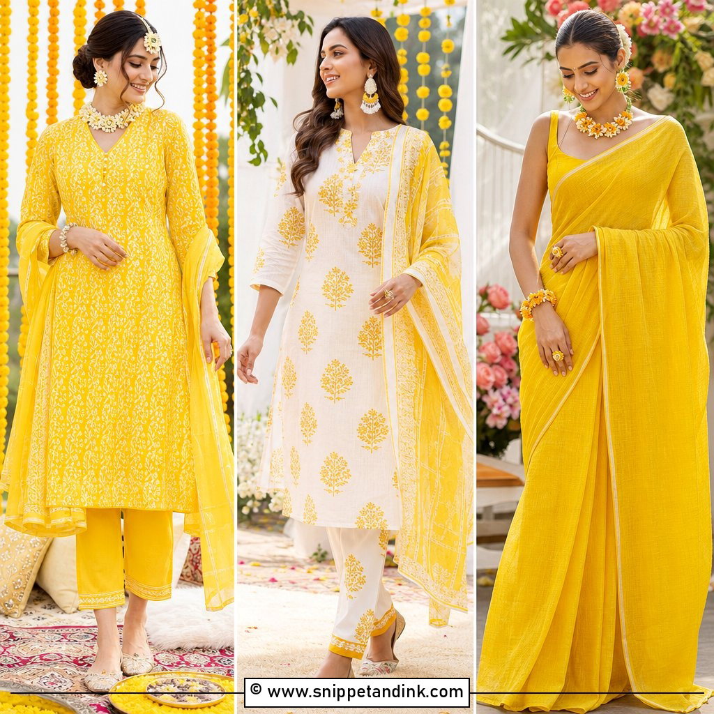 30 Simple Haldi Dress Ideas For Joyful Wedding Moments Today