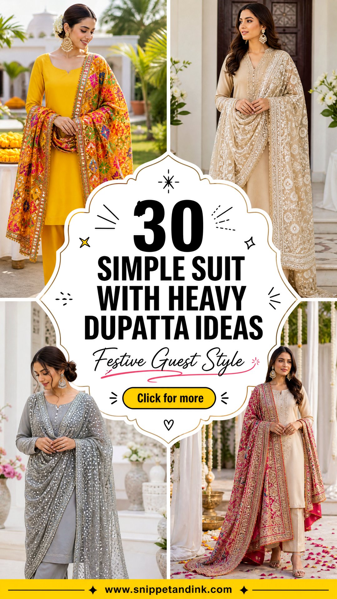 30 Simple Suit with Heavy Dupatta Ideas for Festive Guests - 30 Simple Suit with Heavy Dupatta Ideas for Festive Guests