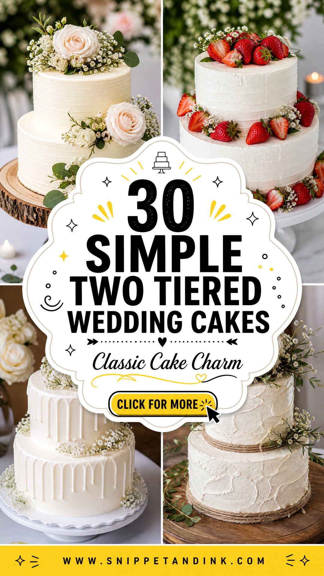 30 Simple Two Tiered Wedding Cakes for Classic Celebrations - 30 Simple Two Tiered Wedding Cakes for Classic Celebrations