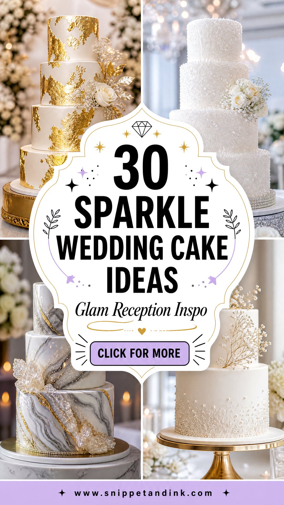 30 Sparkle Wedding Cake Ideas for Glamorous Receptions - 30 Sparkle Wedding Cake Ideas for Glamorous Receptions