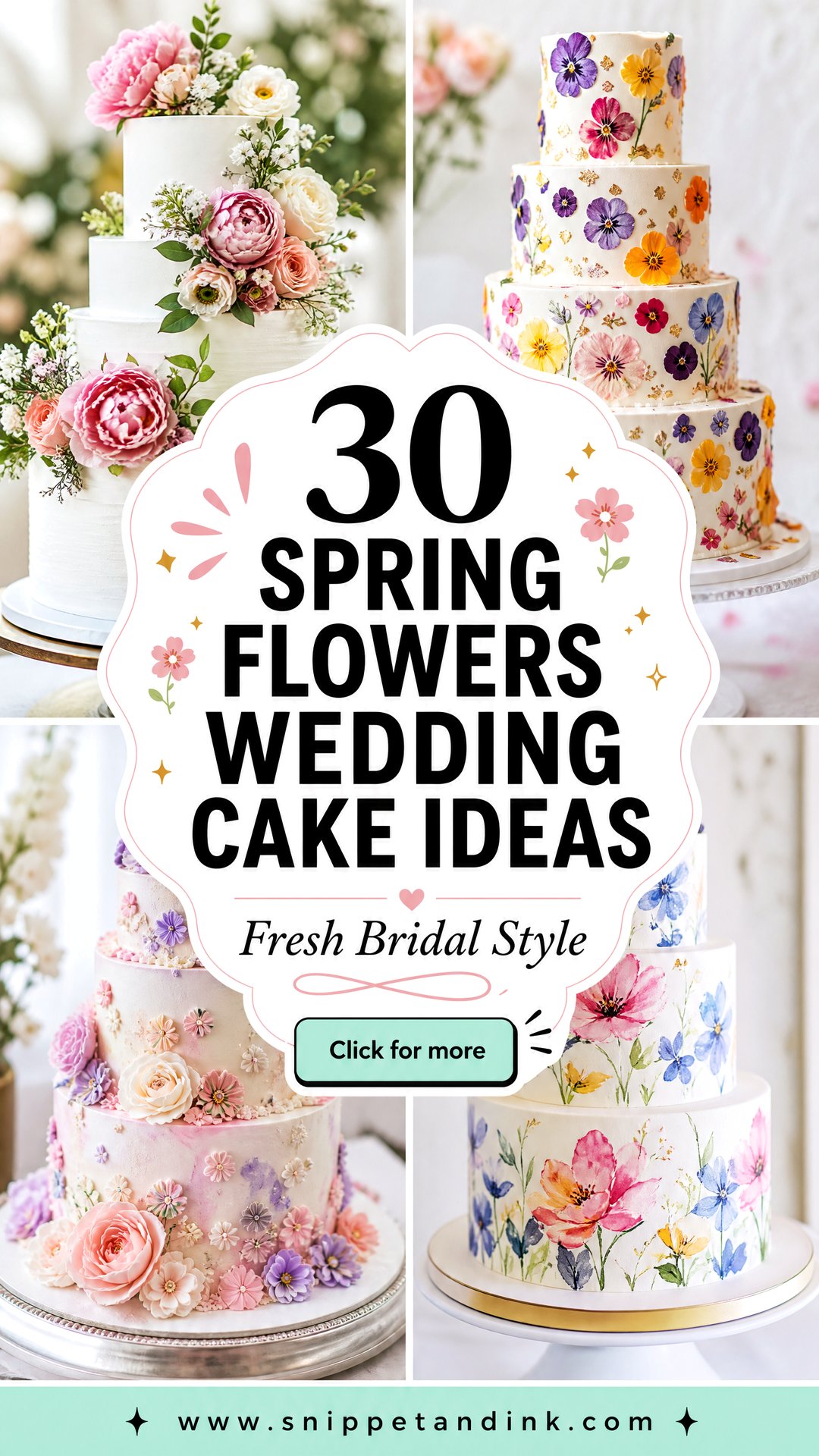 30 Spring Flowers Wedding Cake Ideas for Fresh Bridal Style - 30 Spring Flowers Wedding Cake Ideas for Fresh Bridal Style