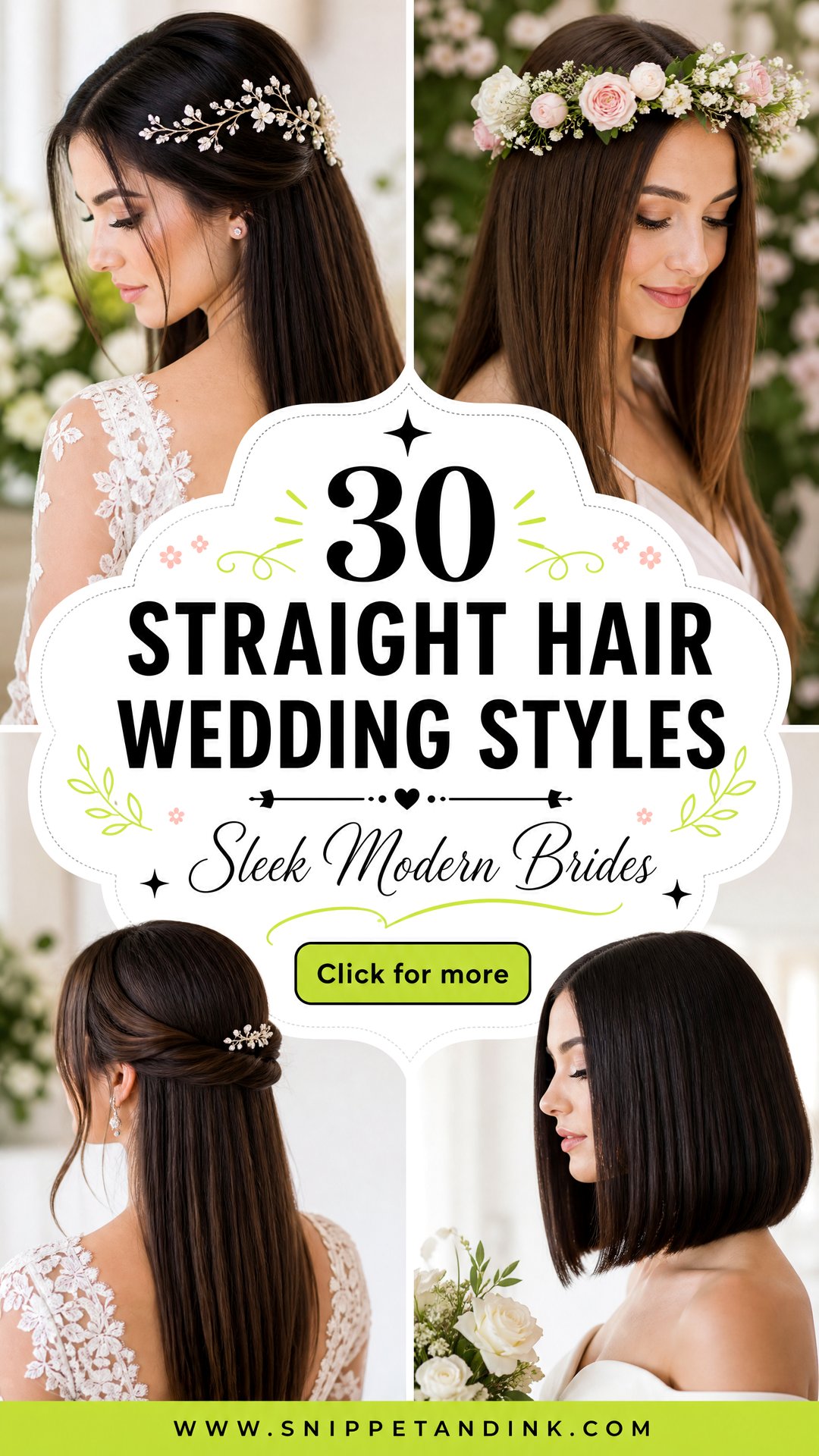 30 Straight Hair Wedding Styles for Sleek Modern Brides - 30 Straight Hair Wedding Styles for Sleek Modern Brides