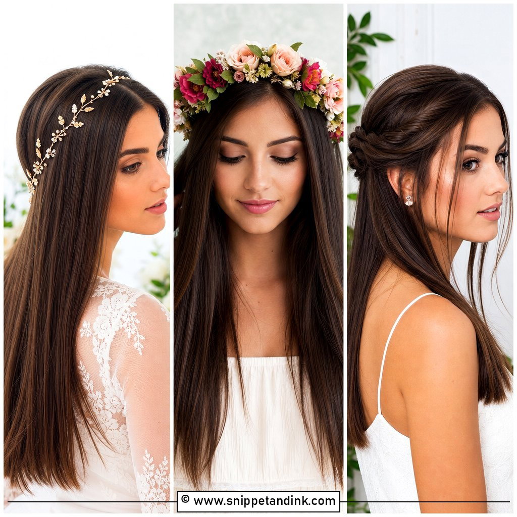 30 Straight Hair Wedding Styles for Sleek Modern Brides