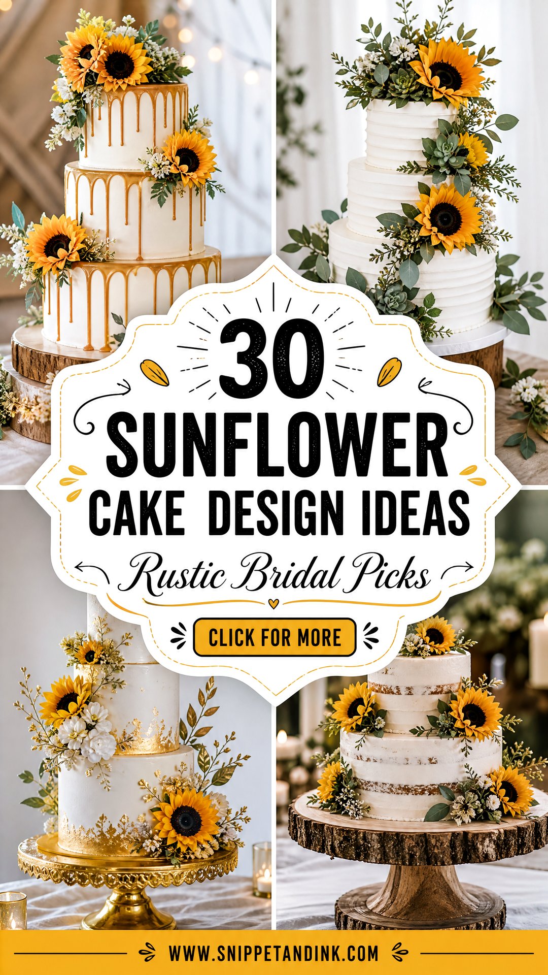 30 Sunflower Cake Design Ideas for Wedding Rustic Picks - 30 Sunflower Cake Design Ideas for Wedding: Rustic Picks
