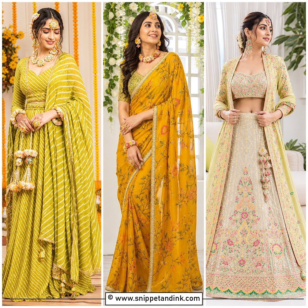30 Unique Mehendi Outfits for Bride for a Standout Wedding Look