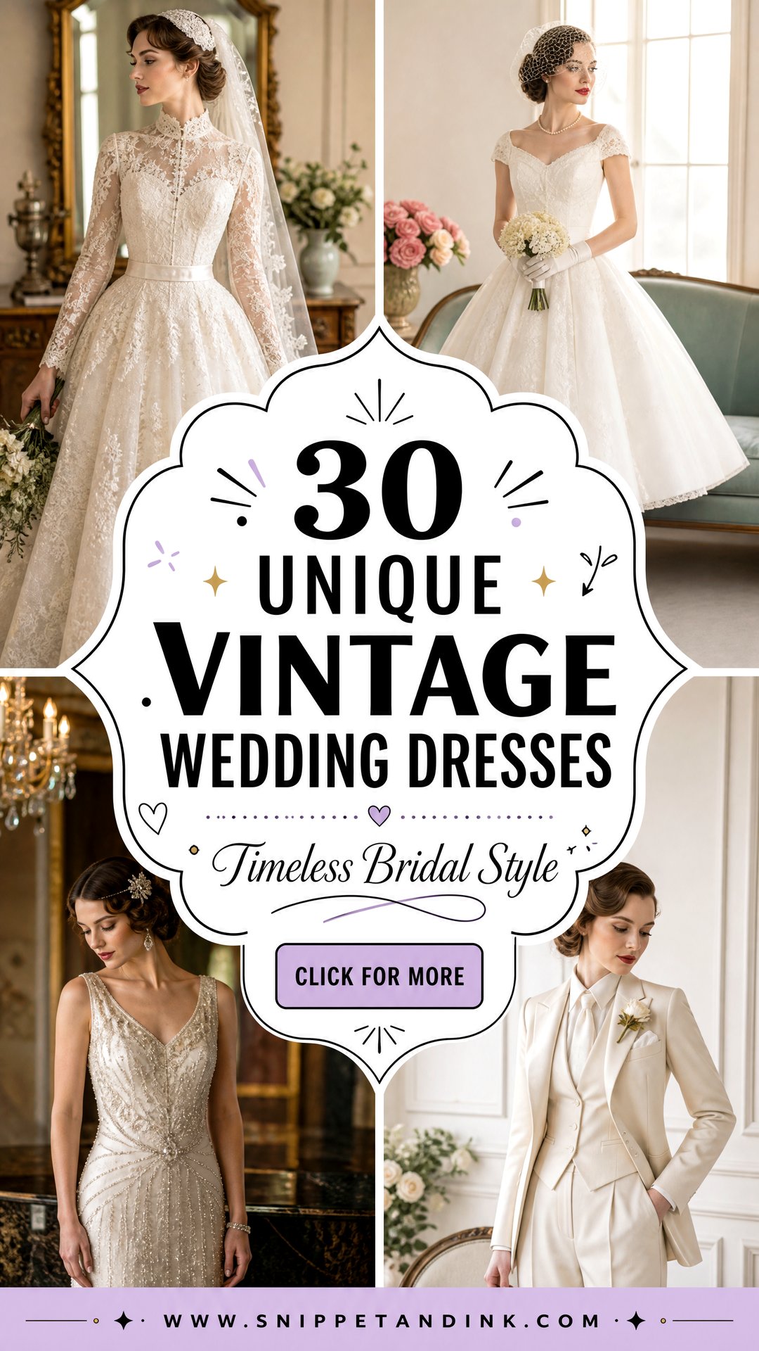 30 Unique Vintage Wedding Dresses For Timeless Bridal Style - 30 Unique Vintage Wedding Dresses For Timeless Bridal Style