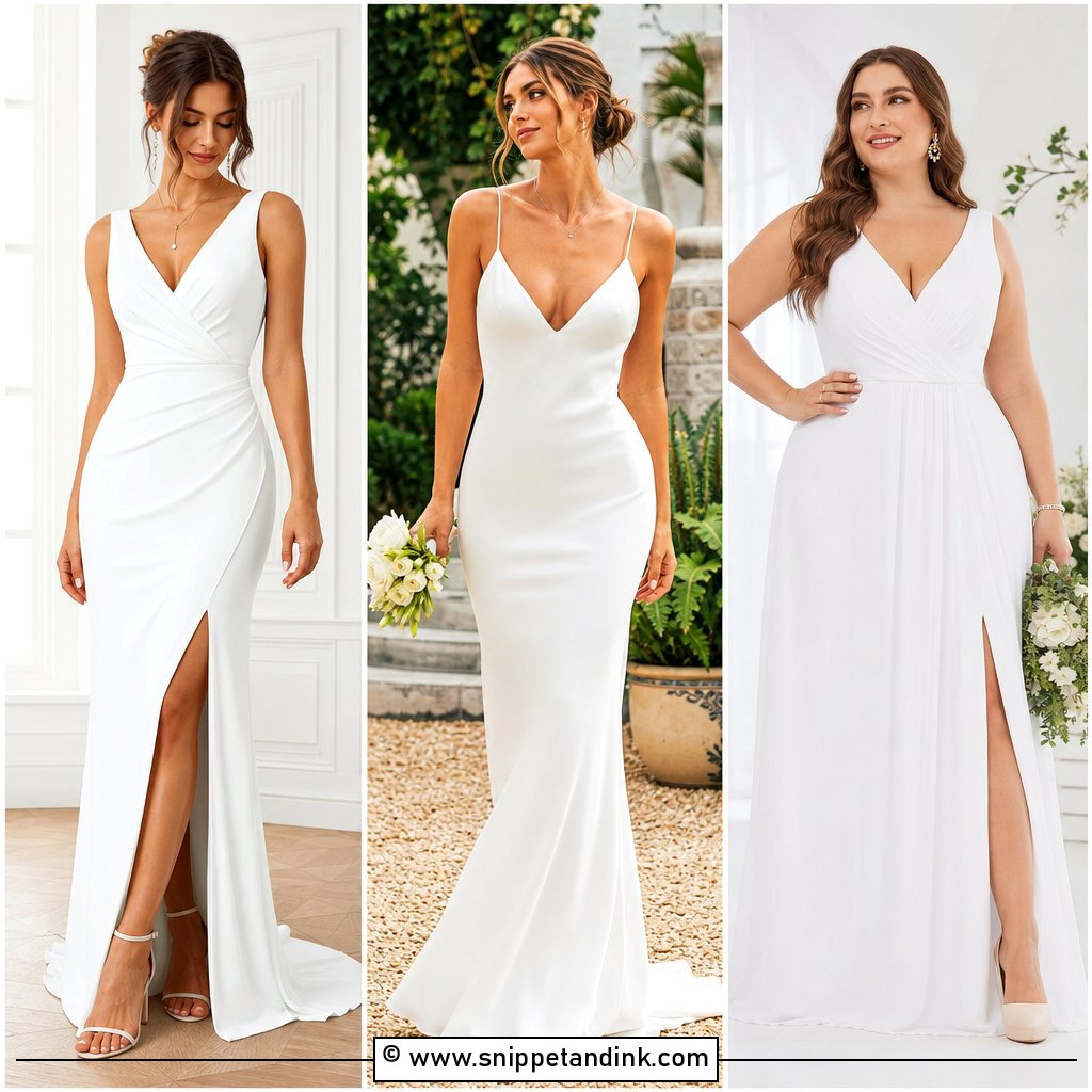 30 V Neck Wedding Dress Ideas for Flattering Bridal Style