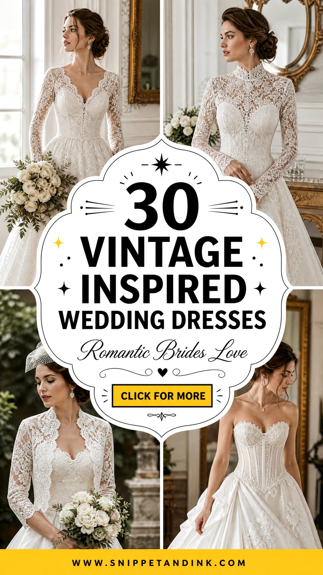 30 Vintage Inspired Wedding Dresses For Romantic Brides - 30 Vintage Inspired Wedding Dresses For Romantic Brides