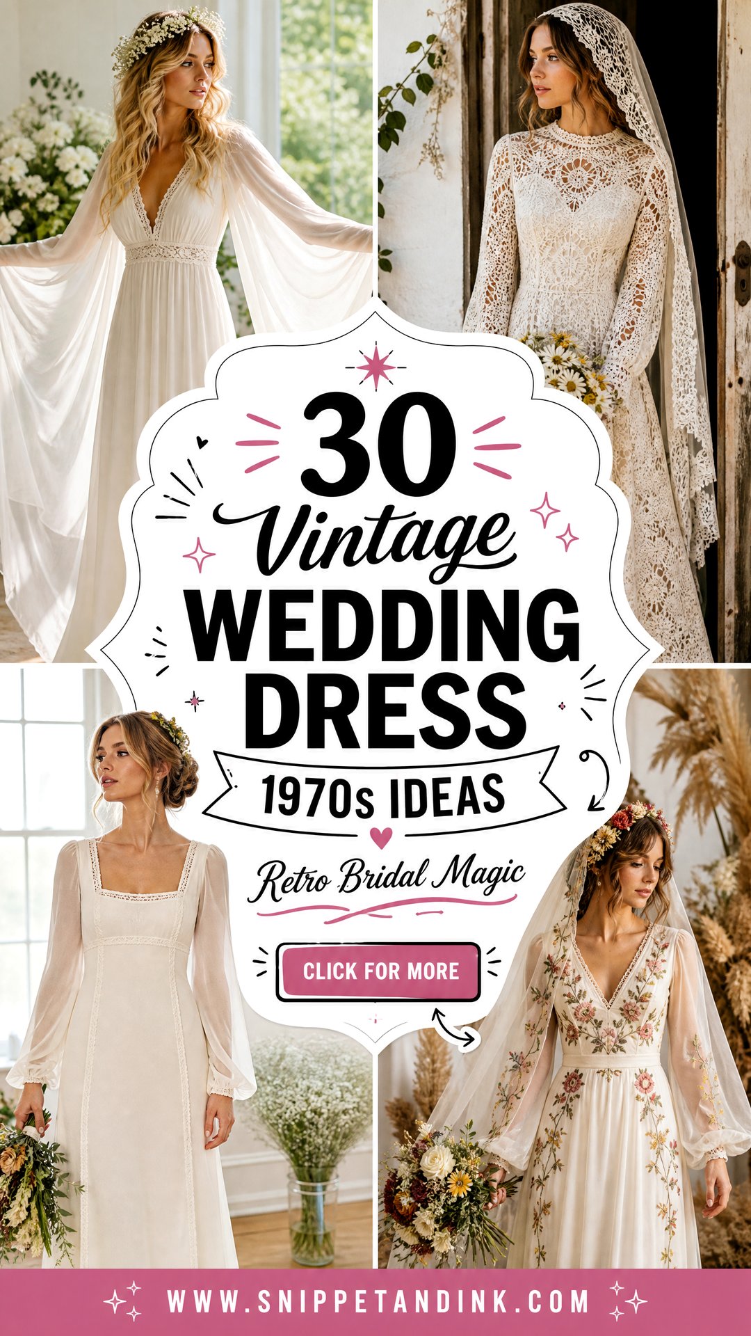 30 Vintage Wedding Dress 1970s Ideas Retro Bridal Looks - 30 Vintage Wedding Dress 1970s Ideas: Retro Bridal Looks