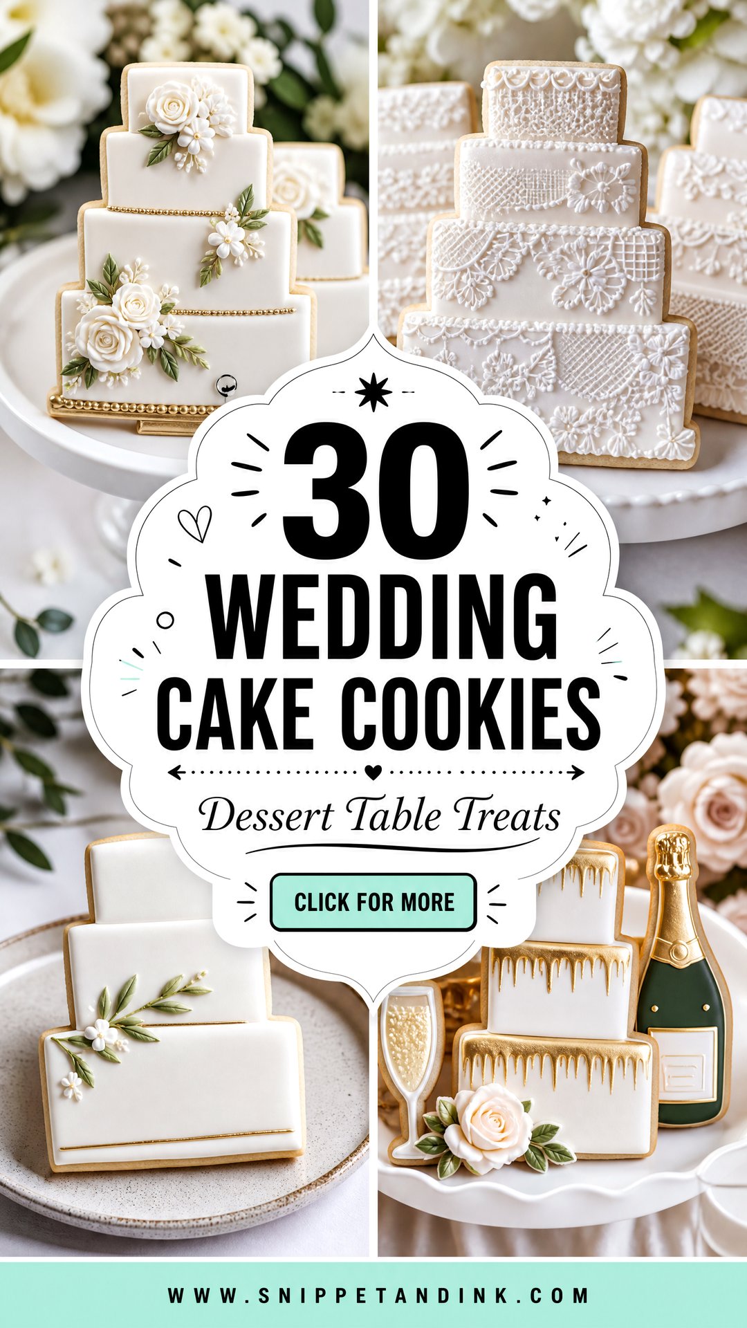 30 Wedding Cake Cookies for Sweet Favors and Dessert Tables - 30 Wedding Cake Cookies for Sweet Favors and Dessert Tables