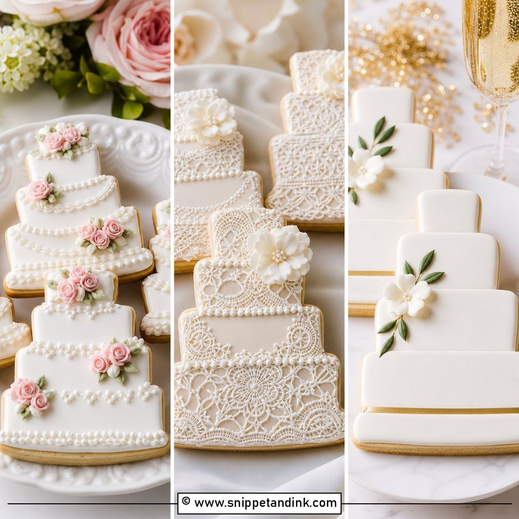 30 Wedding Cake Cookies for Sweet Favors and Dessert Tables