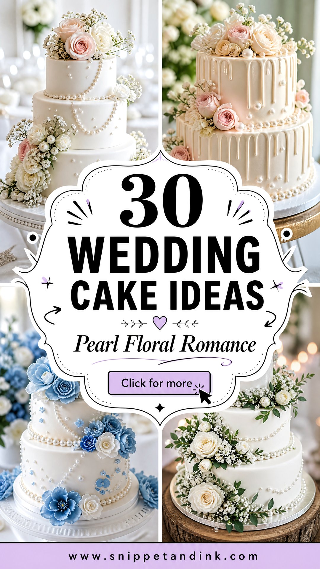 30 Wedding Cake Ideas with Flowers and Pearls for Romance - 30 Wedding Cake Ideas with Flowers and Pearls for Romance
