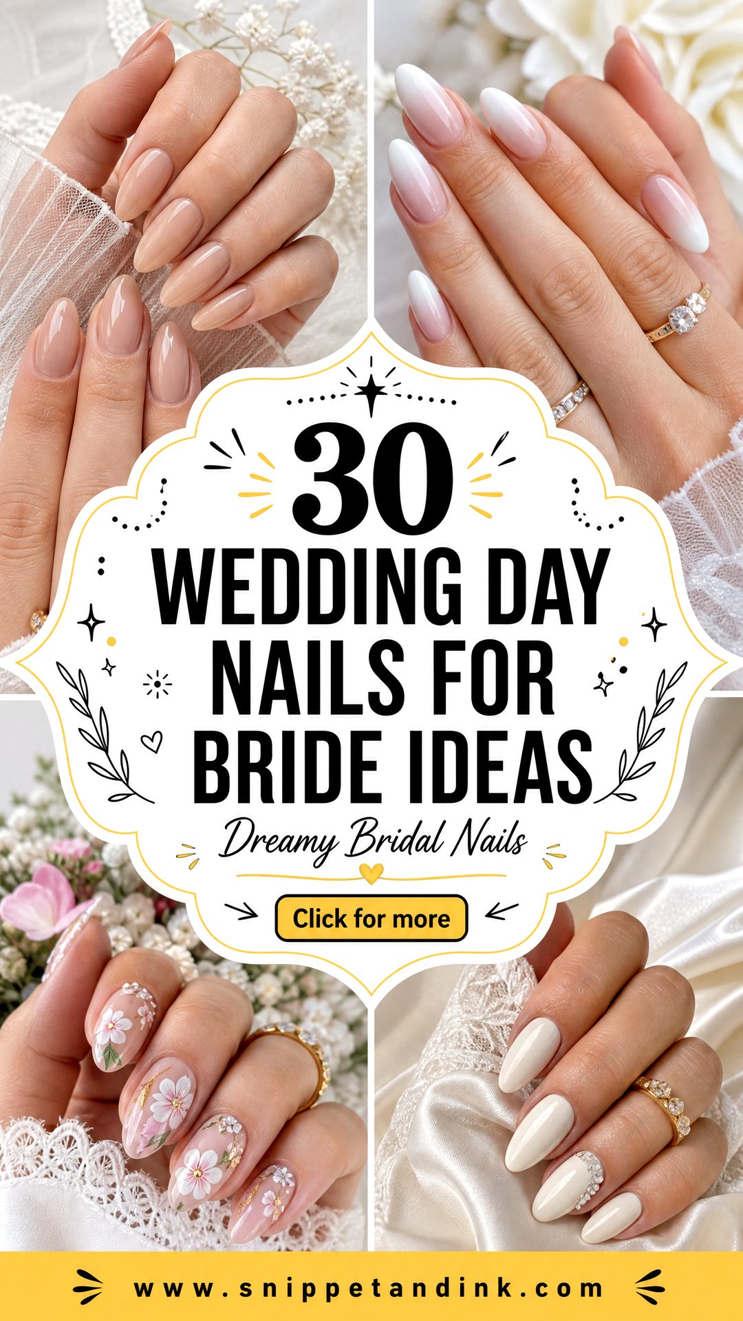 30 Wedding Day Nails for Bride Ideas for a Dreamy Look - 30 Wedding Day Nails for Bride Ideas for a Dreamy Look