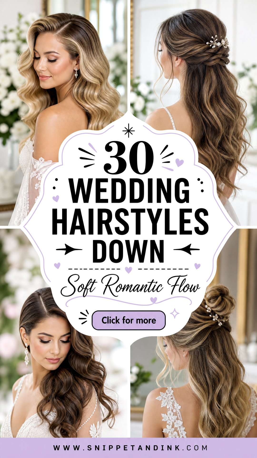 30 Wedding Hairstyles Down for Soft Romantic Brides - 30 Wedding Hairstyles Down for Soft Romantic Brides