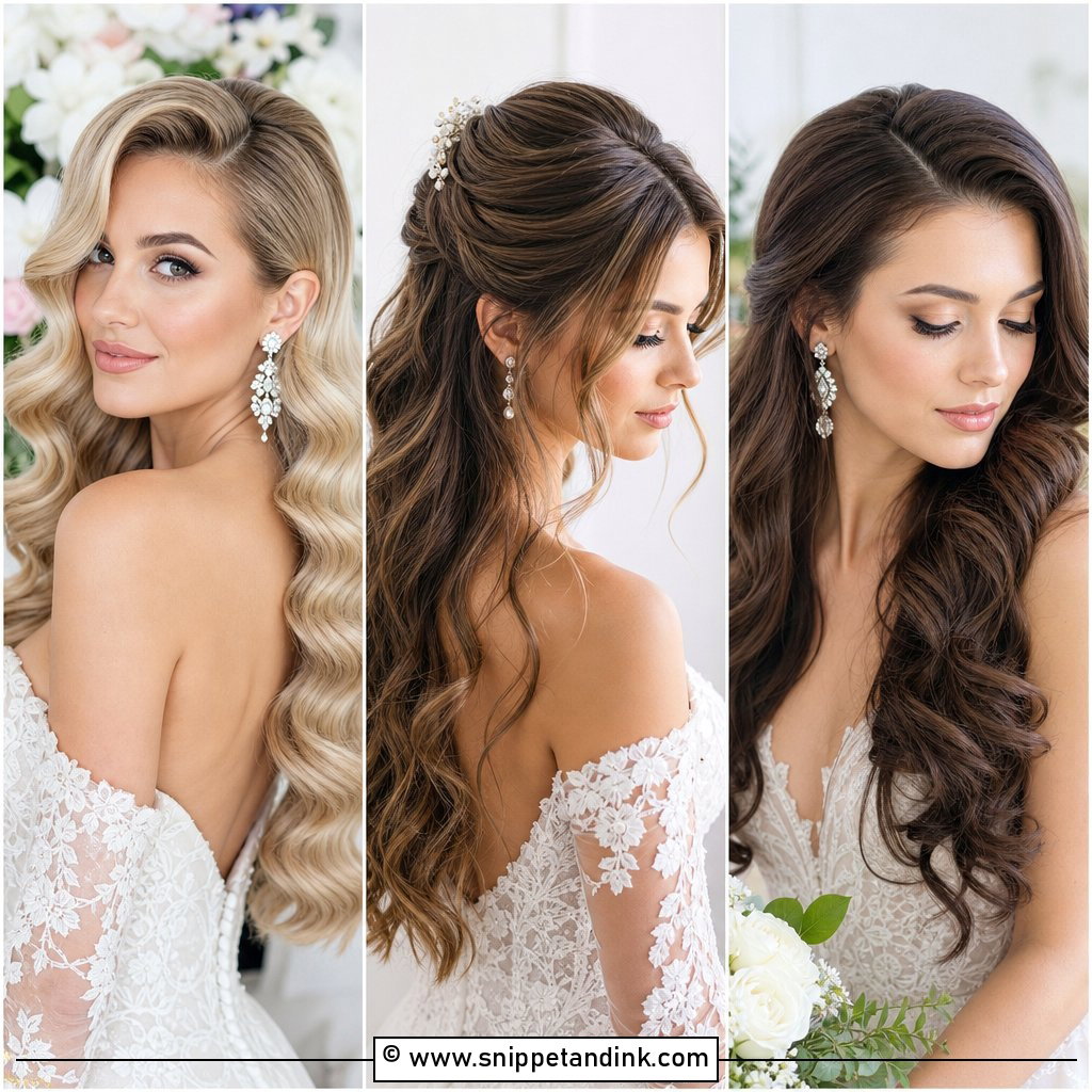 30 Wedding Hairstyles Down for Soft Romantic Brides