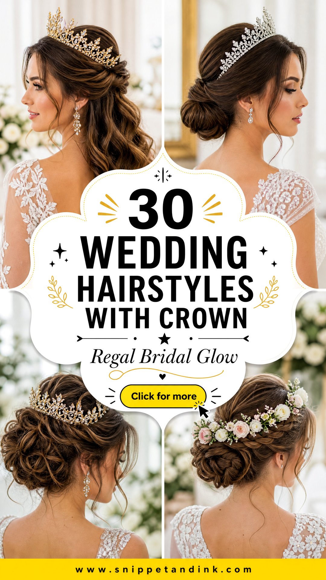 30 Wedding Hairstyles with Crown for a Regal Bridal Look - 30 Wedding Hairstyles with Crown for a Regal Bridal Look