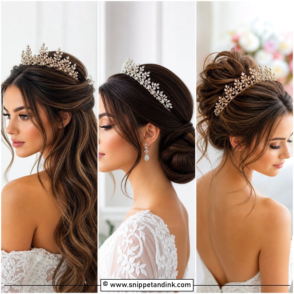30 Wedding Hairstyles with Crown for a Regal Bridal Look