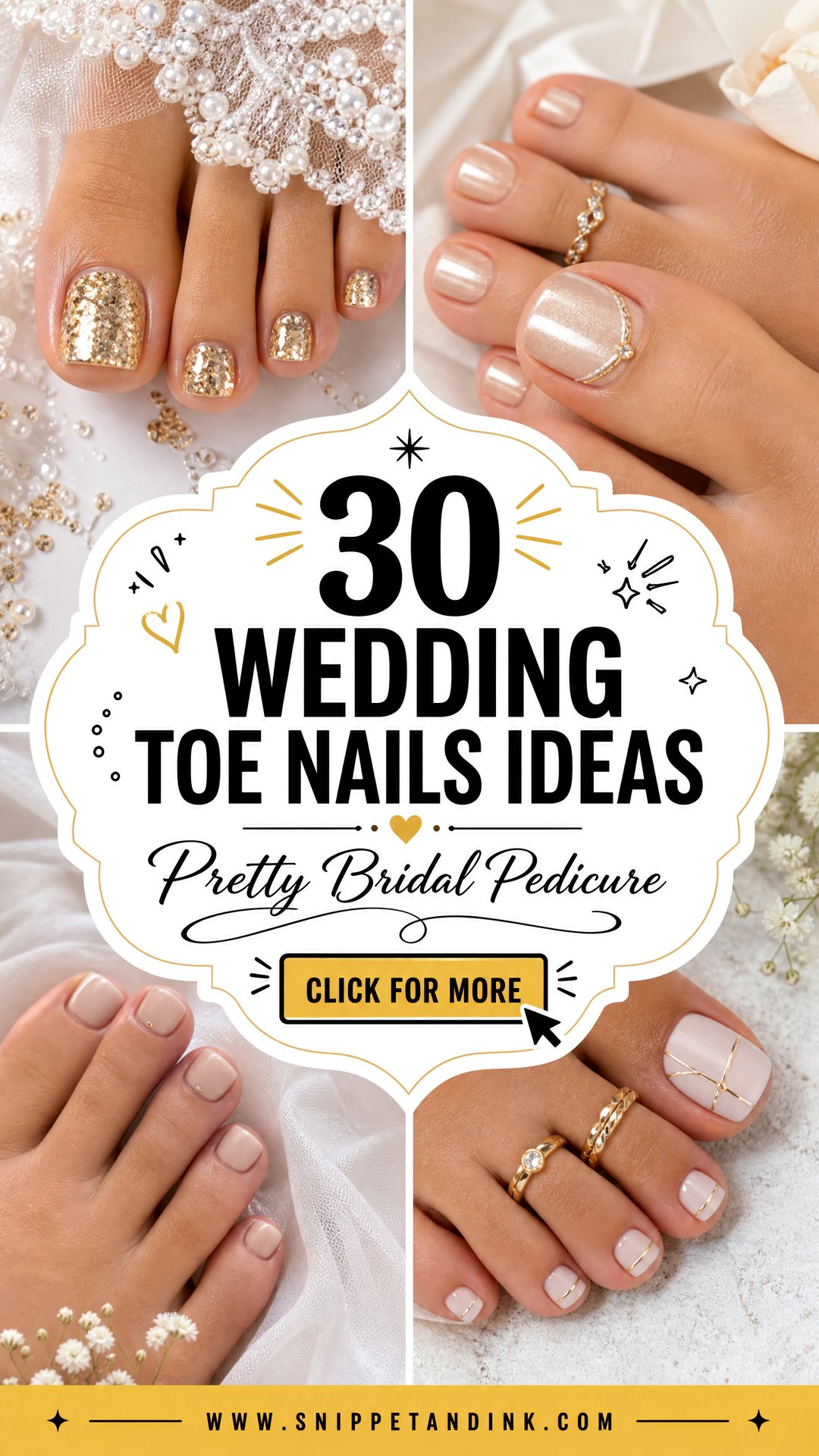 30 Wedding Toe Nails Pretty Bridal Pedicure Ideas for Sandals - 30 Wedding Toe Nails: Pretty Bridal Pedicure Ideas for Sandals