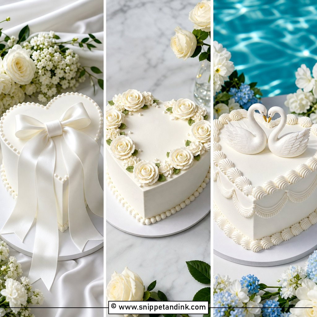 30 White Heart Cake Ideas for Wedding Dessert Tables