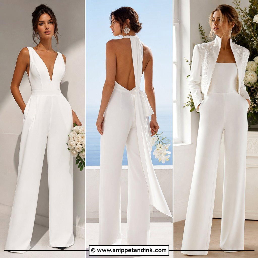 30 White Wedding Jumpsuit Ideas