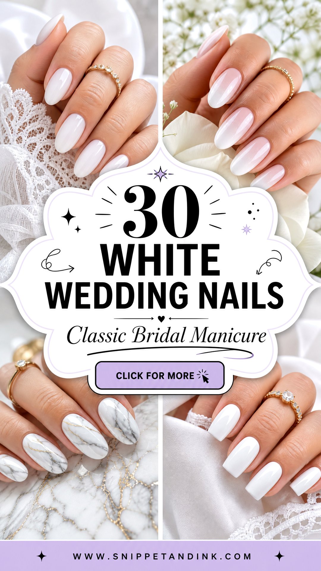30 White Wedding Nails for a Classic Bridal Manicure Look - 30 White Wedding Nails for a Classic Bridal Manicure Look