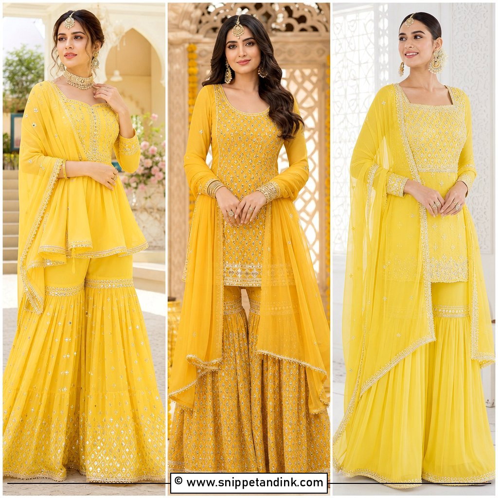 30 Yellow Sharara Ideas for Festive Joyful Wedding Style
