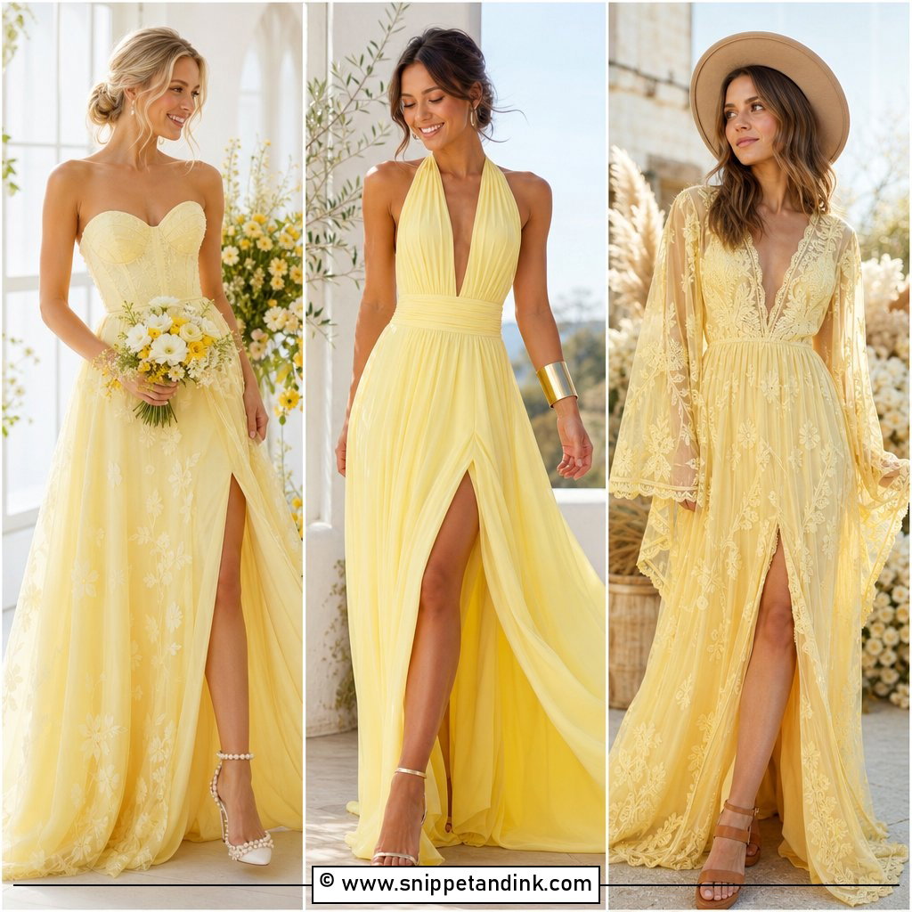 30 Yellow Wedding Dress Ideas for a Sunny Bridal Statement