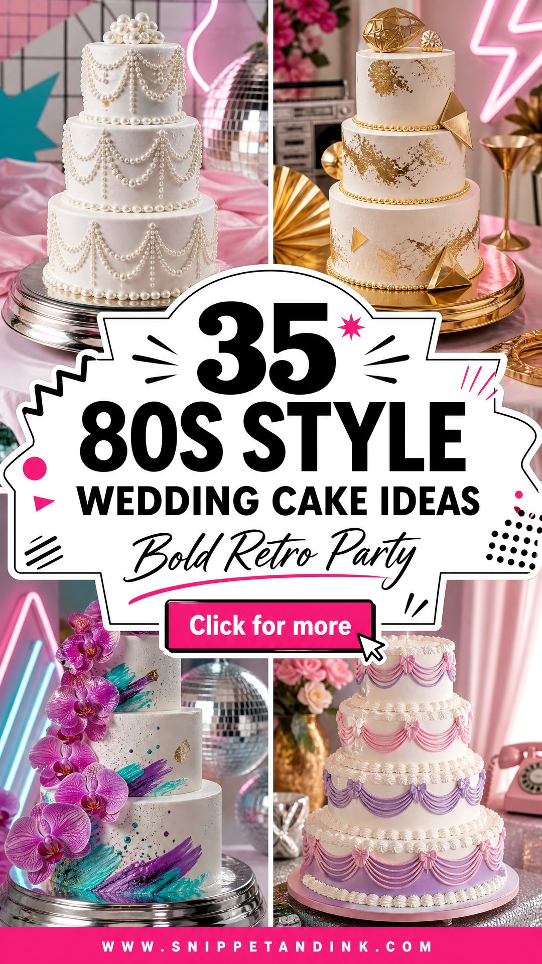 35 80s Style Wedding Cake Ideas for a Bold Retro Party - 35 80s Style Wedding Cake Ideas for a Bold Retro Party