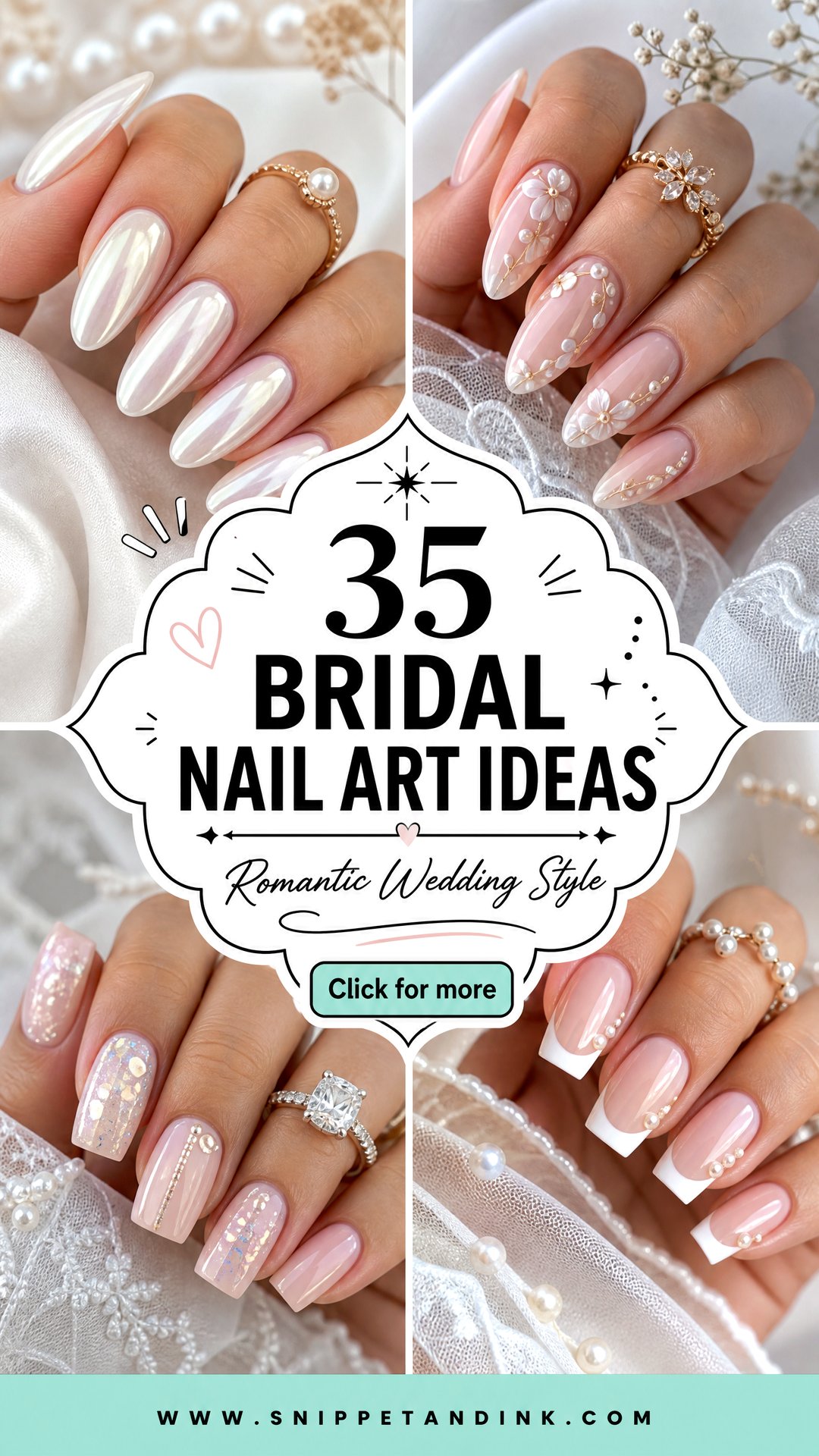 35 Bridal Nail Art Ideas for Romantic Wedding Style - 35 Bridal Nail Art Ideas for Romantic Wedding Style