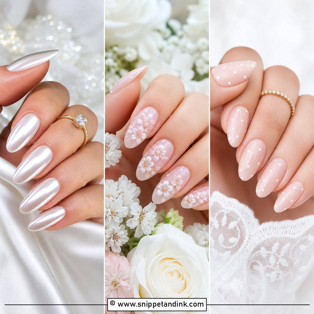 35 Bridal Nails Designs for a Polished Wedding Look