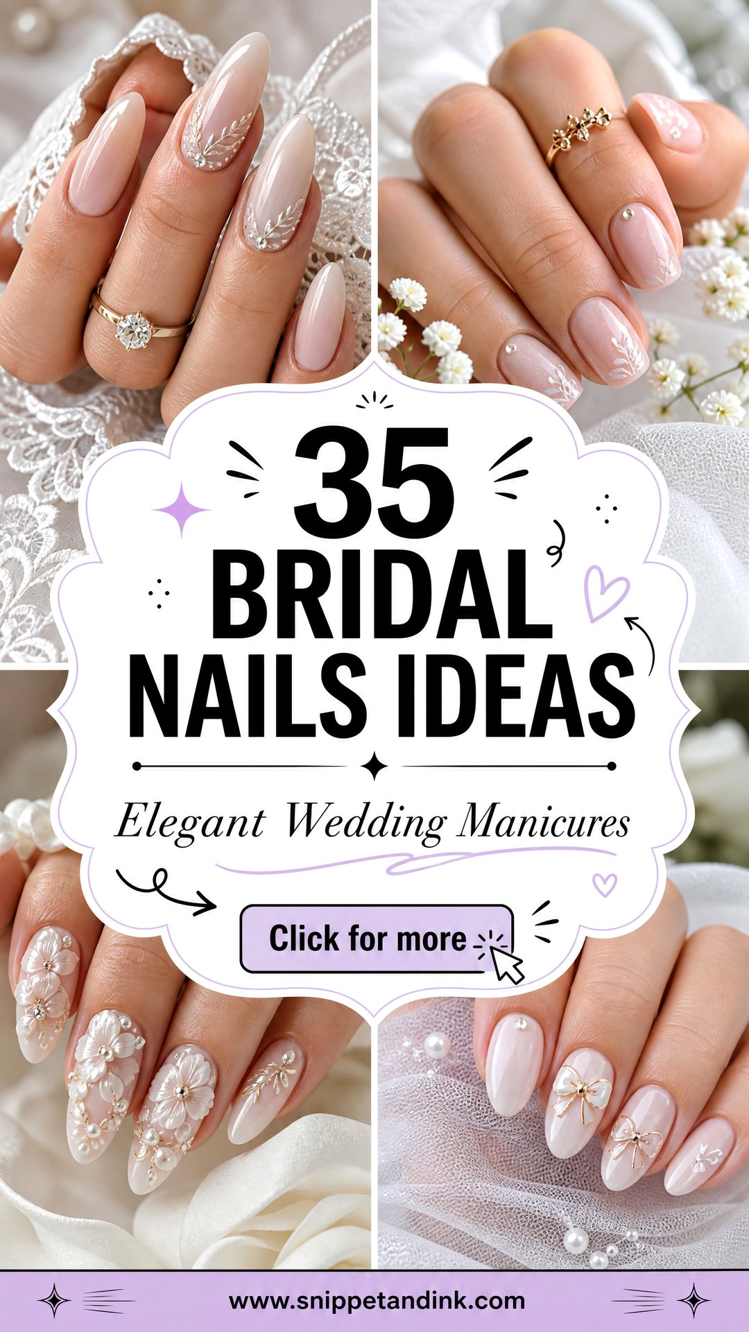 35 Bridal Nails Ideas for Elegant Wedding Manicures - 35 Bridal Nails Ideas for Elegant Wedding Manicures