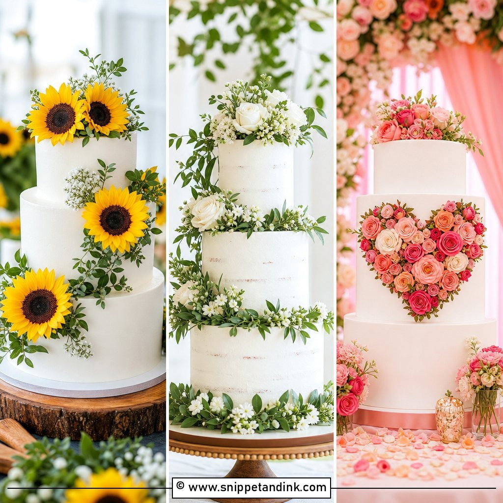 35 Cakes with Flowers for Wedding Romance