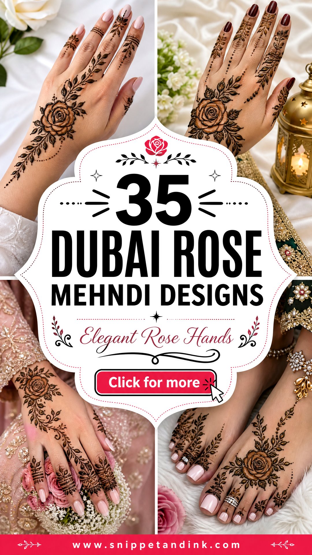 35 Dubai Rose Mehndi Designs for Elegant Hands - 35 Dubai Rose Mehndi Designs for Elegant Hands