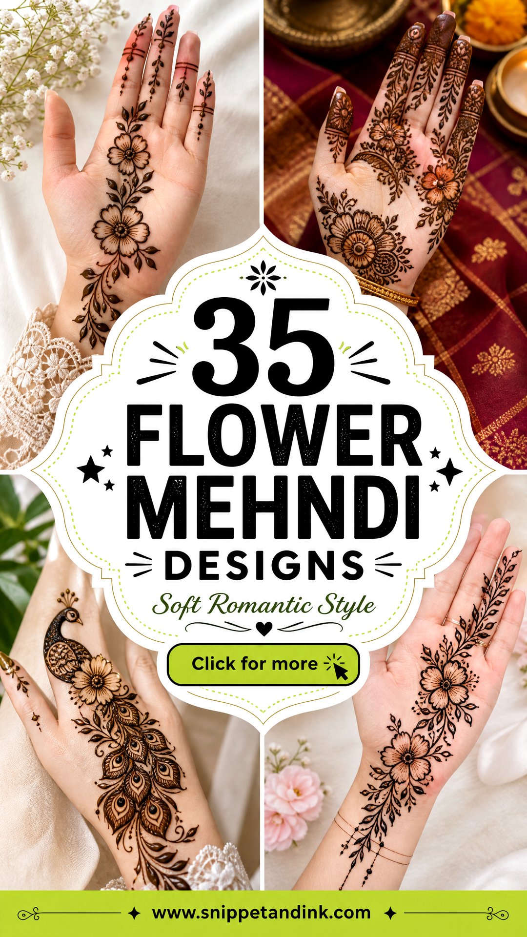 35 Flower Mehndi Designs for Soft Romantic Bridal Style - 35 Flower Mehndi Designs for Soft, Romantic Bridal Style